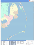 Outer Banks  Wall Map Color Cast Style